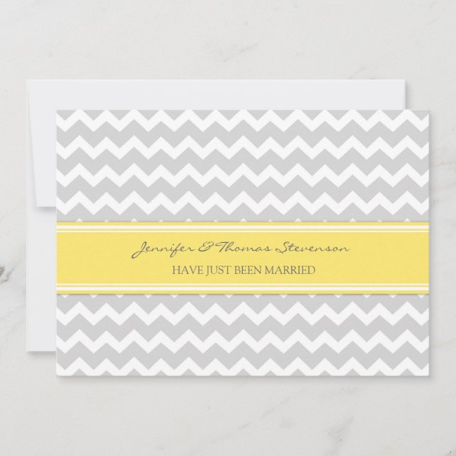 Grått Lemon Chevron Ny gifta annoncards Meddelande (Framsida)