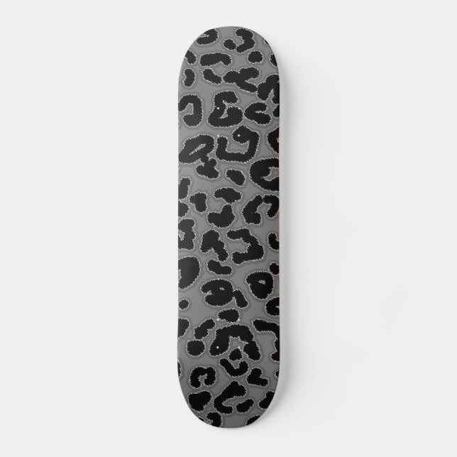 Grått Leopard Animal Print Mini Skateboard Bräda 18,7 Cm (Framsida)