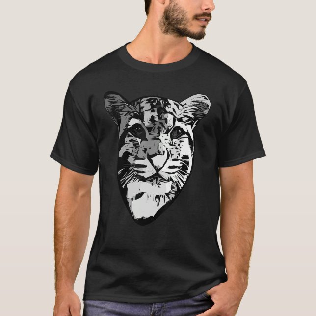 Grått Leopard-rovdjur avtryckt med vild T Shirt (Framsida)