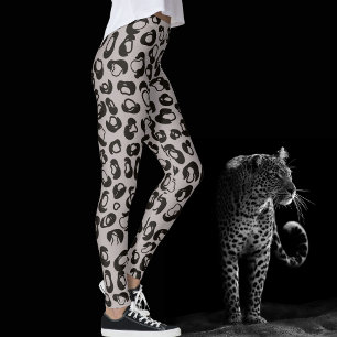 Grått Leopard Safari Print Leggings
