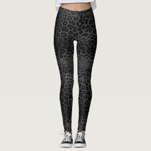 Grått Leopard Skriv ut Leggings