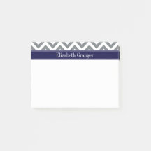 Grått Lg Chevron Navy Blue Namn Monogram