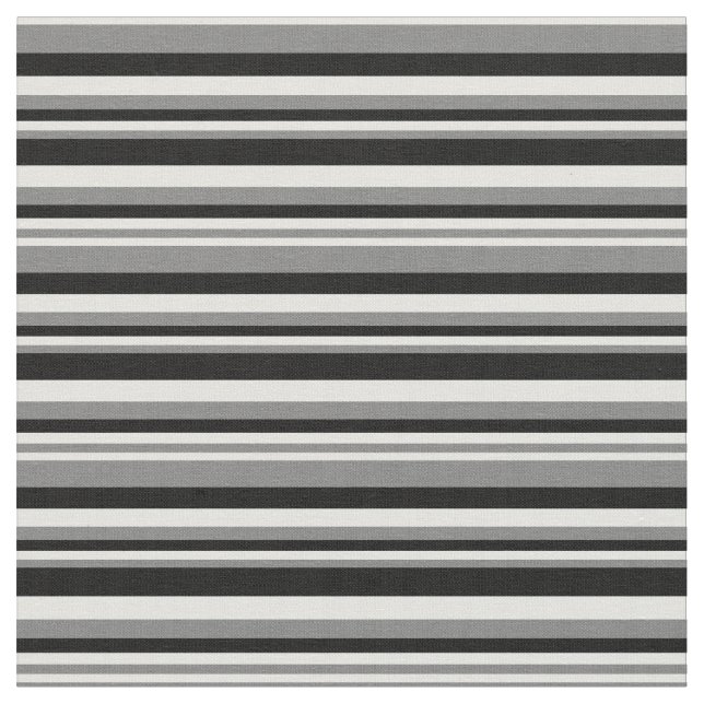 Grått, Light Cyan & Black Mönster i Rand Tyg (Närbild)