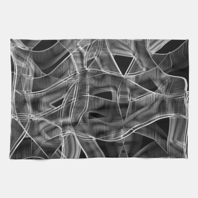 Grått-liknande kurvor, belyste linjer i lättnad kökshandduk (Horisontell)