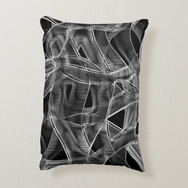 Grått-liknande kurvor, belyste linjer i lättnad prydnadskudde (Baksidan(Vertikal))