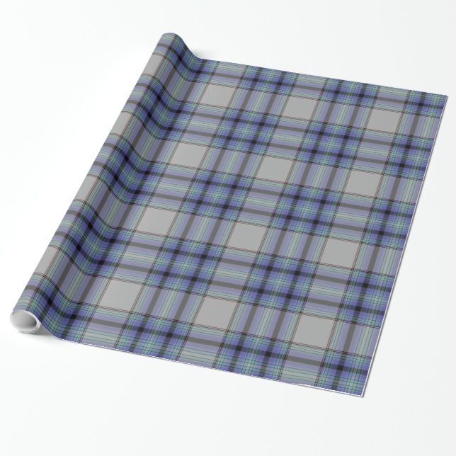 Grått Lila Black Tartan Play Presentpapper (Utrullad)