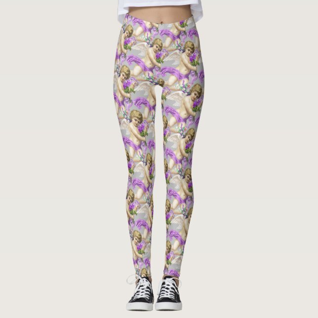 Grått Lila Cherubs Leggings (Framsida)