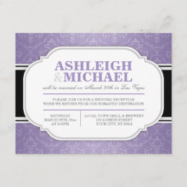 Grått & Lila Damast Bröllopsfest ENDAST OSA Kort