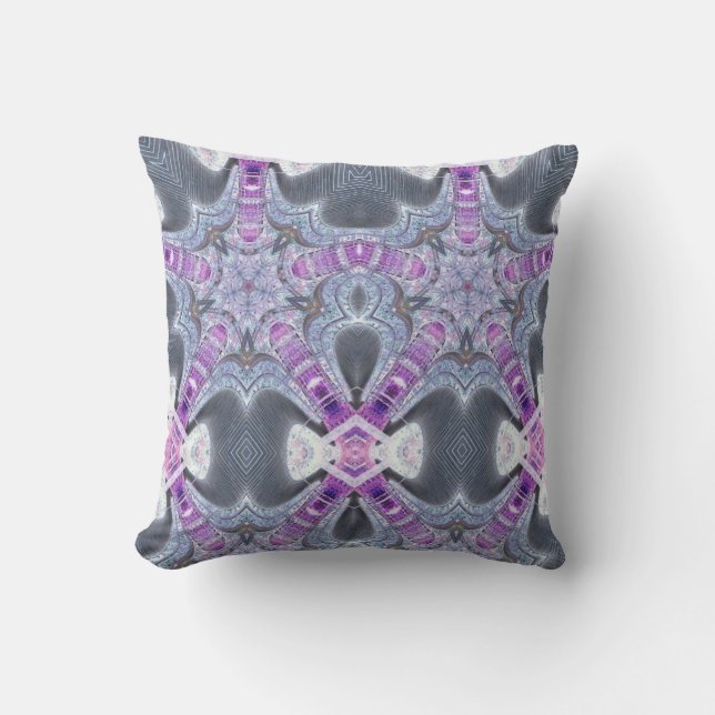 Grått lila geometric mönster gift dekorativ kudde (Framsida)