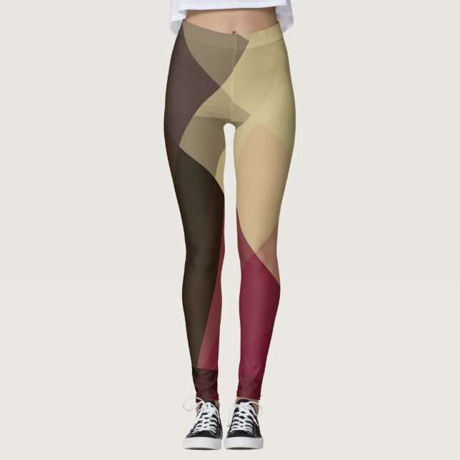 Grått Lila Modern Geometric Mönster Leggings (Framsida)
