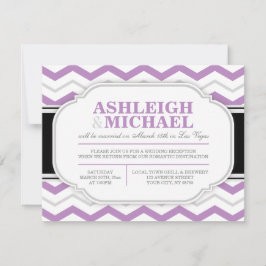 Grått & Lila Sicksackmönster Bröllopsfest Endast Inbjudningar