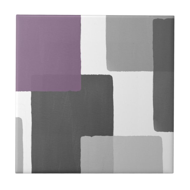 Grått Lila White Geometric Modern Minimalist Kakelplatta (Framsidan)