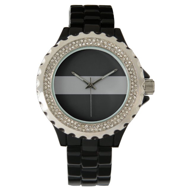 Grått Line Corrections Rhinestone Women's Watch Armbandsur (Framsida)
