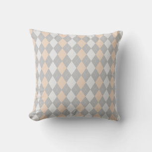 Grått & LINEN BROWN Diamonds ARGYLE Mönster Kudde