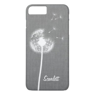 Grått Linen Dandelion Monogrammed iPhone 7 Plus