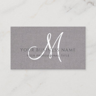 Grått Linen Grått Simple Minimal Monogram Visitkort