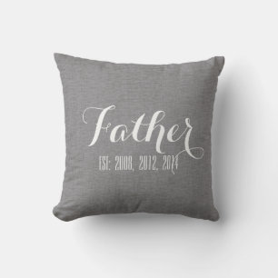 Grått Linen Personlig Fars dag Kudde