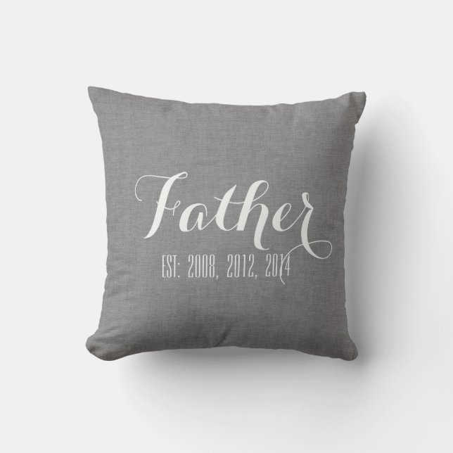 Grått Linen Personlig Fars dag Kudde (Framsida)