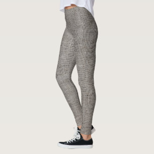 Grått Linen Struktur Leggings