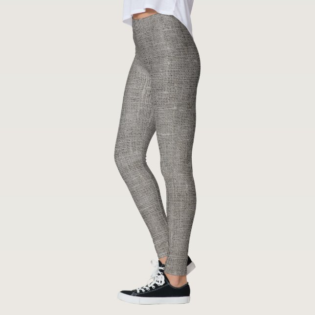 Grått Linen Struktur Leggings (Vänster)