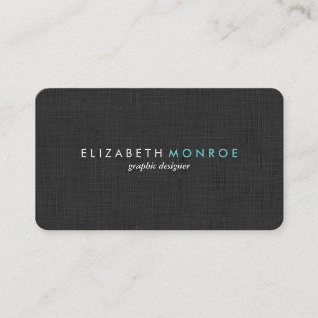 Grått Linen Struktur Sleek Simple Visitkort (Framsida)