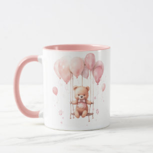 Grått liten nalle med ballonger mugg