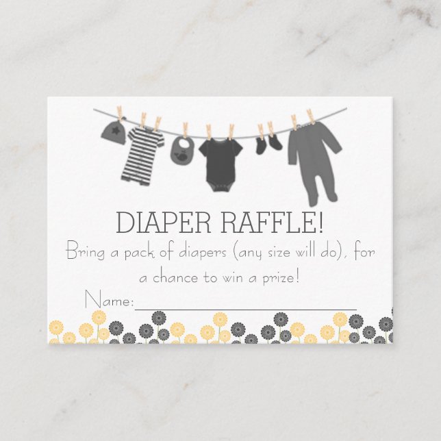 Grått Little Clothes Diaper Raffle Biljett Tilläggskort (Framsida)