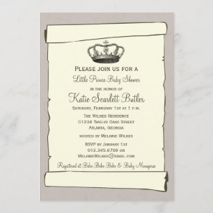 Grått Little Prince Krona Baby Shower-Inbjudningsk Inbjudningar