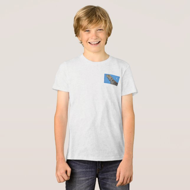 Grått Lizard och halva måne T Shirt (Framsida Full)
