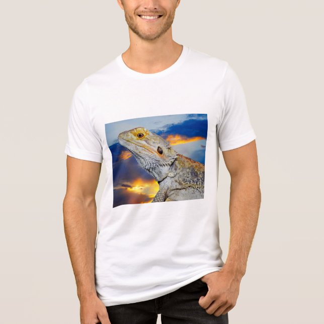 Grått Lizard vid solnedgången T Shirt (Framsida)