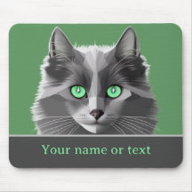 Grått Long Päls Cat - Nebelung - own Namn / Slogan