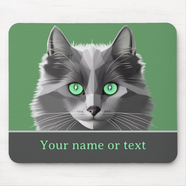 Grått Long Päls Cat - Nebelung - own Namn / Slogan Musmatta (Framsidan)