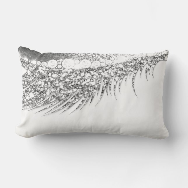 Grått Lux Makeup Lash Grått Silver White Lumbarkudde (Framsida)