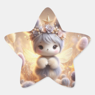Grått Magnificient Bunny Stjärnformat Klistermärke
