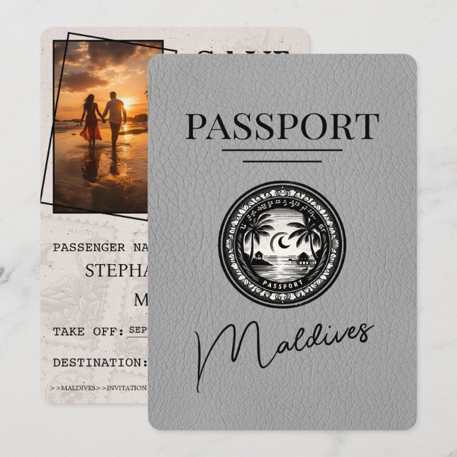 Grått Maldives Passport Spara datum Datumet (Fram/baksida)