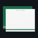Grått Manar Stationery med tre Rand Grönt Anteckningskort<br><div class="desc">Den här utformningen har tre rand vid grund på kortet och utrymme för ett namn. Klicka på knappen Anpassa om du vill flytta/ bilder och ändra texten ytterligare! Det finns variationer i denna utformning, ytterligare färg och samordnade produkter i vår butik, zazzle.com/store/doodlelulu. Kontakta oss om du behöver den här designen...</div>