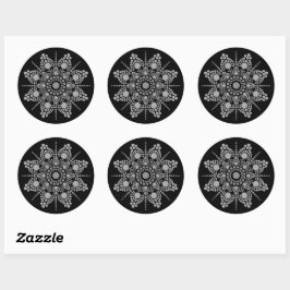 Grått Mandala Dot Art-mall Runt Klistermärke