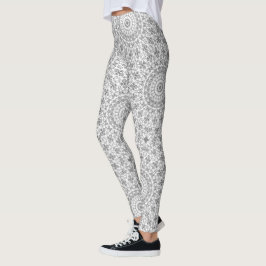 Grått Mandala Geometric Mönster Leggings