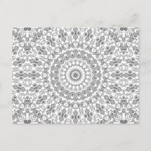 Grått Mandala Geometriskt Mönster Vykort