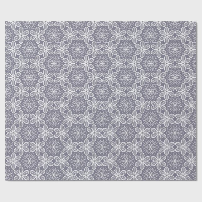 Grått Mandala Geometry Presentpapper (Platt)
