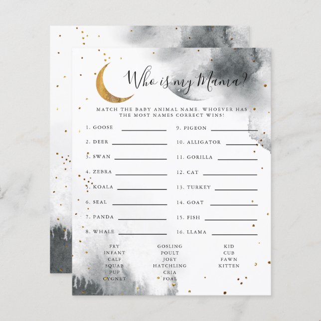 Grått Måne som är min Mamma babyvisare (Fram/baksida)