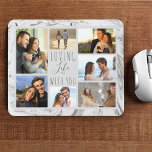 Grått Marble 7 Photo Collage - Loving Life with Yo Musmatta<br><div class="desc">Modern fotosamlingspad som du kan anpassa med 7 av dina favoritfoton. Mallen är konfigurerad så att du kan lägga till dina foton och arbeta medsols från den översta lämnat redot. Dina foton ställs in mot en vattenfärgsmarmor för snyggt i grått och vitt. Ordalydelsen lyder "älska life with you" i elegantens...</div>