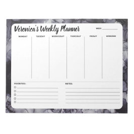 Grått Marble Abstrakt Weekto Do List-Anteckningsbl Anteckningsblock