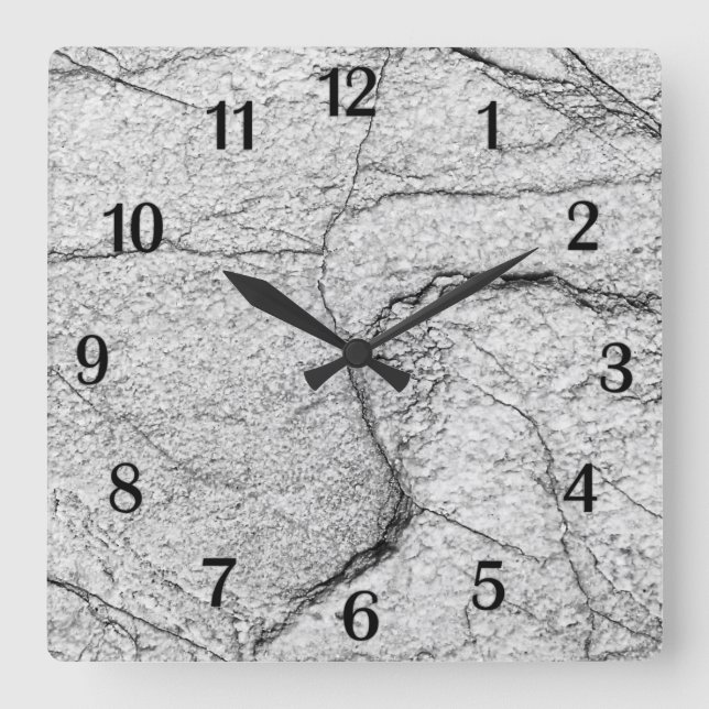 Grått Marble Dapped Conreta Fyrkantig Klocka (Framsida)