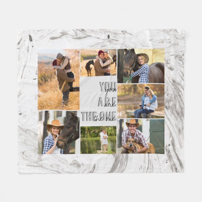 Grått Marble, du är en 7-fotokollage Fleecefilt (Framsidan (Horisontell))