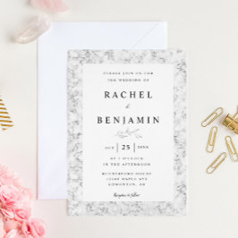 grått marble elegant, enkel modern chic bröllop inbjudningar