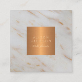 Grått marble metallkoppar guld monogrammad fyrkantigt visitkort