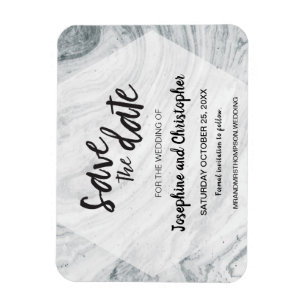 Grått Marble Modern Bröllop spara datum Magnet