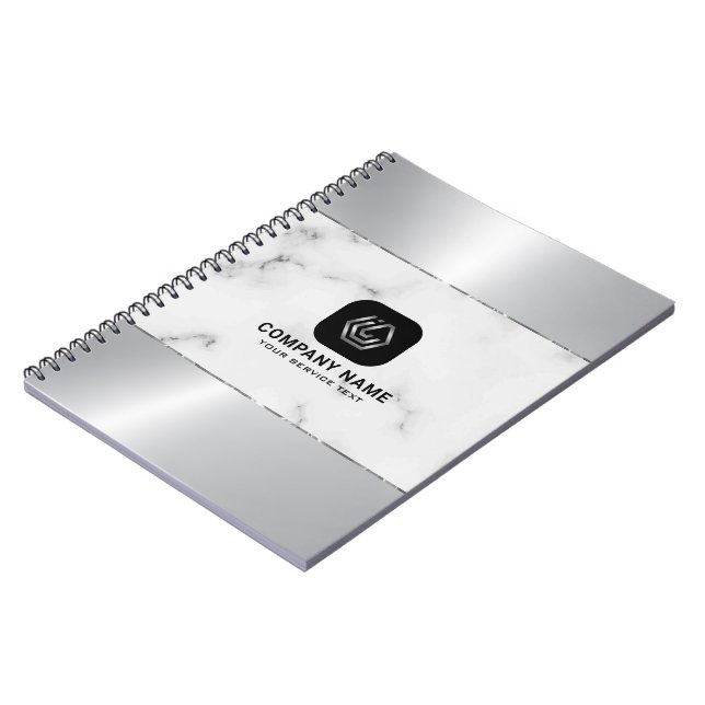 Grått Marble och Metallic Silver Struktur Anteckningsbok (Vänstra Sidan)