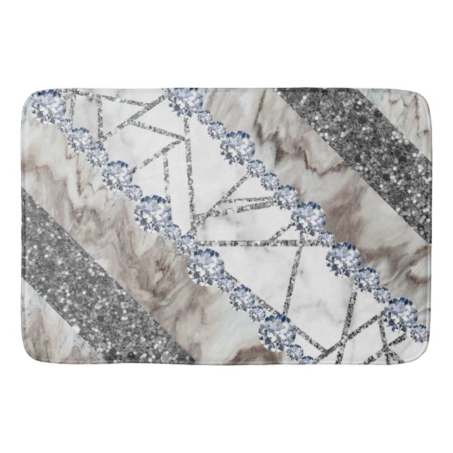 Grått Marble Stone Modern Abstrakt Badrumsmatta (Framsidan)